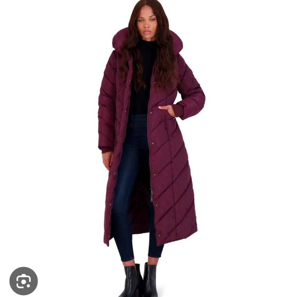 Steve Madden chevron maxi puffer coat